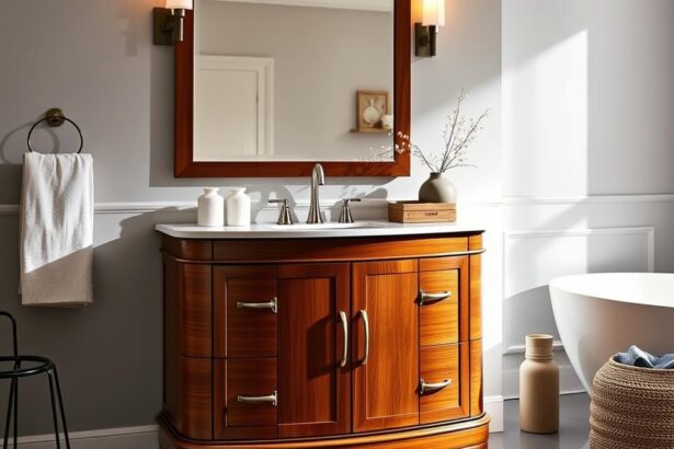 luxury bow front floor mount vanity